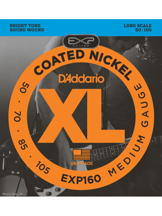 DADDARIO EXP160 COATED BASS GUITAR STRINGS, MEDIUM, 50-105, LONG SCALE EXP160 bas gitara s pojačalom i priborom