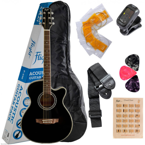FLIGHT F-230 BK akustična gitara s priborom