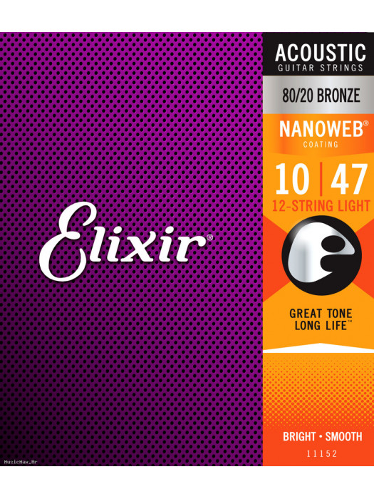 ELIXIR 11152 NANOWEB 80/20 BRONZE žice za 12-žičanu akustičnu gitaru
