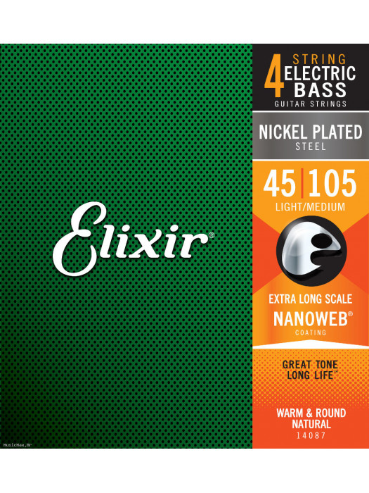 ELIXIR 14087 NANOWEB 45-105 Extra Long žice za bas gitaru