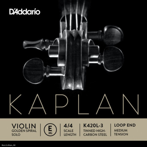 DADDARIO K420L-3 Kaplan Gold Spiral Solo E 4/4 Medium žica za violinu