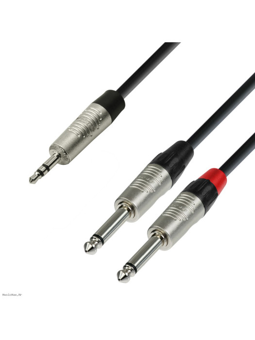 ADAM HALL K4YWPP0150 3.5 Stereo-2x6.3 Mono 1.5 m audio kabel