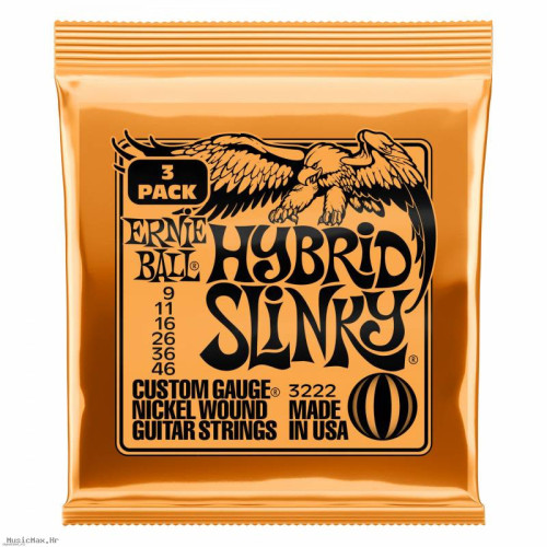 ERNIE BALL 3222 HYBRID SLINKY 3 PACK 9-46 žice za električnu gitaru