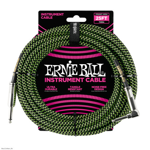 ERNIE BALL 6066 Black/Green 7.5m instrumentalni kabel ERNIE BALL 6066 Black/Green 7.5m instrumentalni kabel