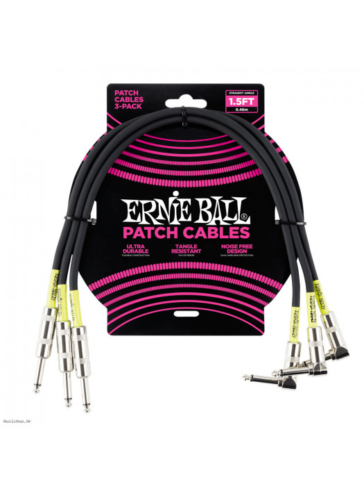 ERNIE BALL 6076 (set 3) 45cm patch kabel