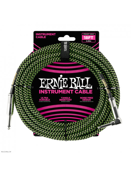 ERNIE BALL 6082 Black/Green 5.5m instrumentalni kabel