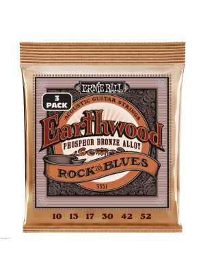 ERNIE BALL 3551 EARTHWOOD Rock and blues 3-Pack 10-52 žice za akustičnu gitaru