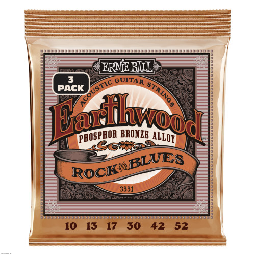 ERNIE BALL 3551 EARTHWOOD Rock and blues 3-Pack 10-52 žice za akustičnu gitaru