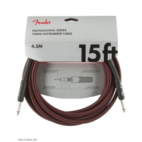 FENDER PRO 15´ 4,5m RED TWD instrumentalni kabel FENDER PRO 15´ 4,5m RED TWD instrumentalni kabel