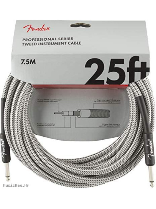 FENDER PRO 25´ 7.5 m WHT TWD instrumentalni kabel