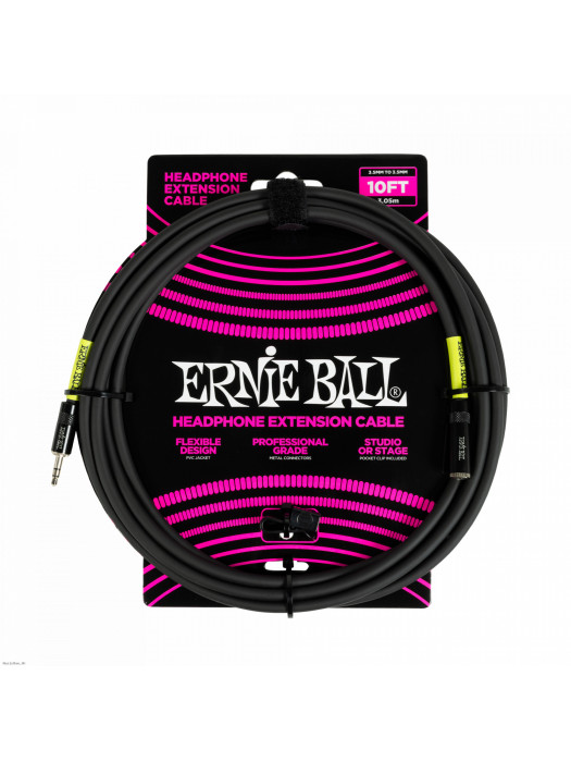 ERNIE BALL 6424 HEADPHONE EXTENSION CABLE 3,5 - 3,5mm  3m Blk audio kabel