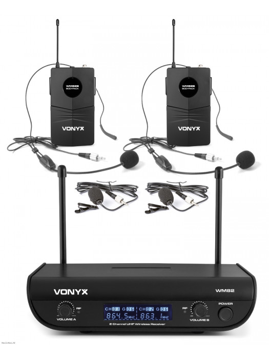 VONYX WM82B DIGITAL UHF 2-CHANNEL Set bežični naglavni mikrofon