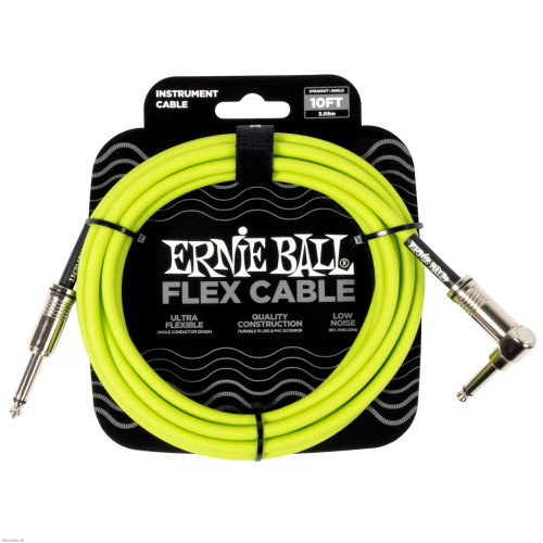 ERNIE BALL 6465 FLEX STRAIGHT / ANGLE Green 3m instrumentalni kabel