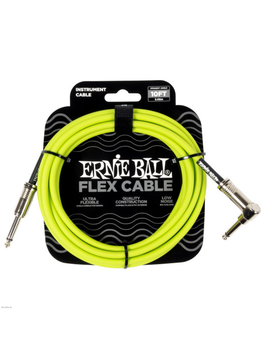 ERNIE BALL 6465 FLEX STRAIGHT / ANGLE Green 3m instrumentalni kabel