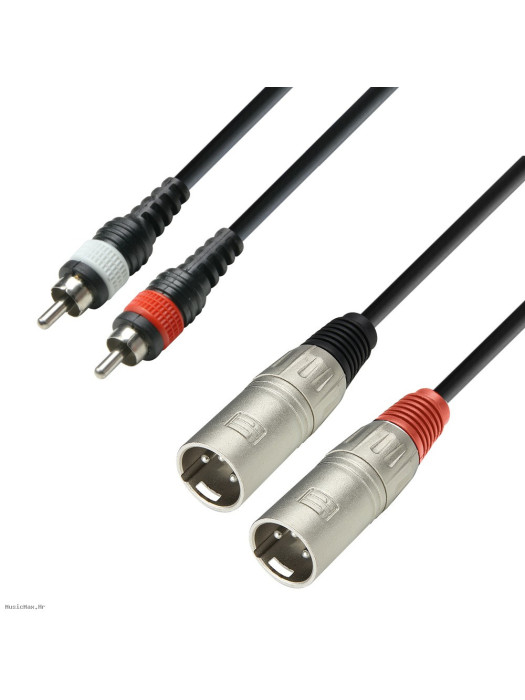 ADAM HALL K3TMC0100 TWIN CABLE XLR-RCA(činč) 1m audio kabel