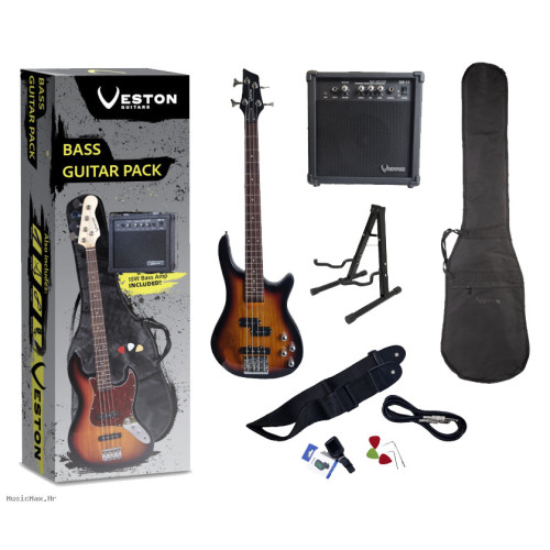 VESTON GUITARS VJPB-SB Mini bas gitara s pojačalom i priborom