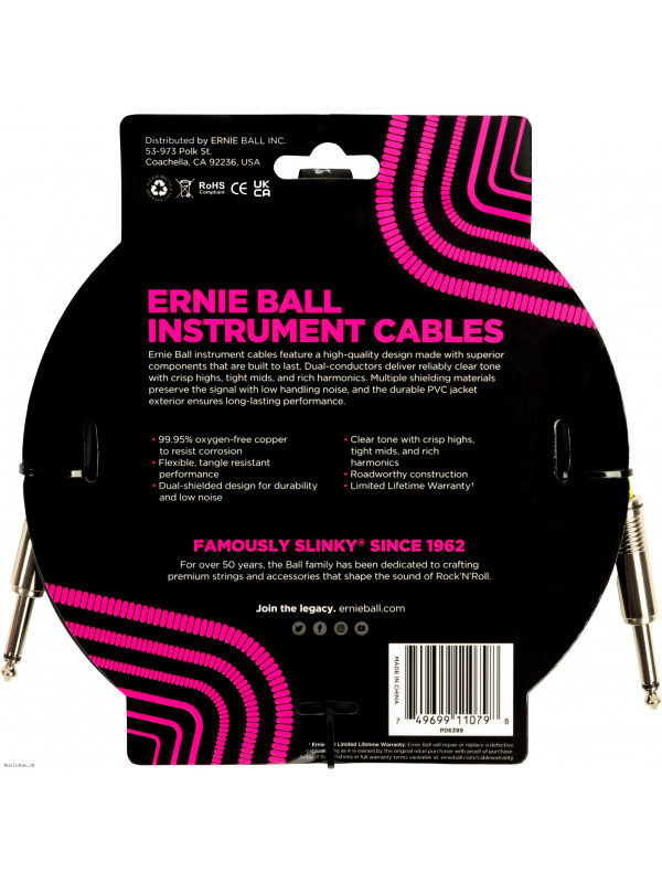 ERNIE BALL 6399 Black 4.5m instrumentalni kabel